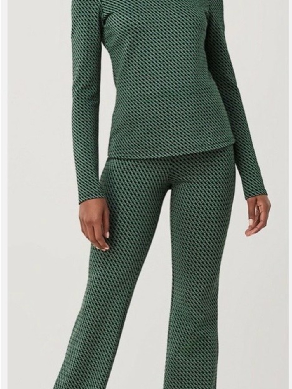 NWT Auth Diane von Furstenberg Caspian green black link print pants L